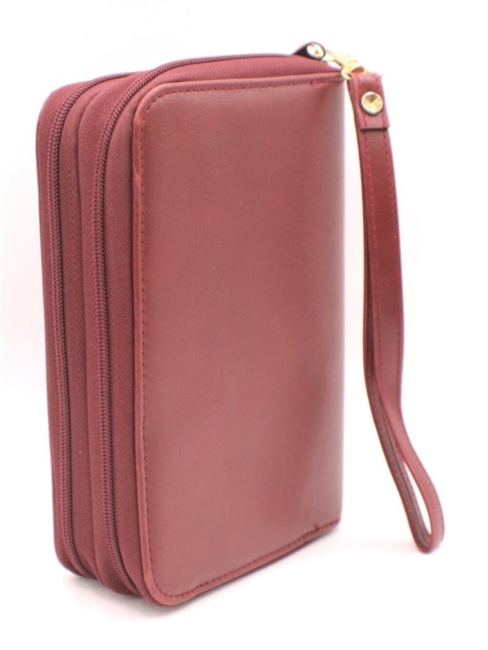 VTG Burgundy Leather 6 Ring Planner Wristlet Organizer Calculator Phone Pouch